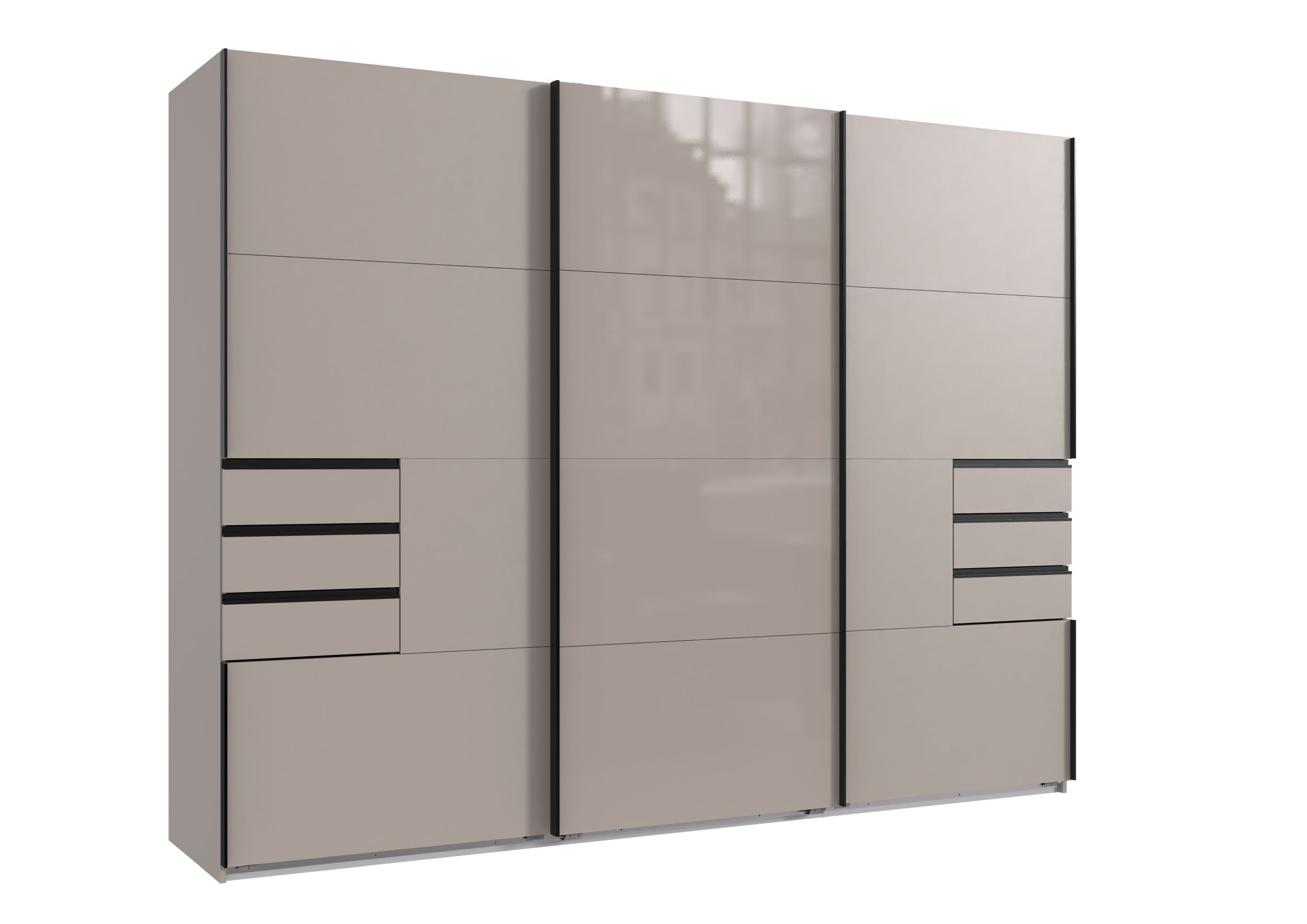 Wimex - Kleerkast Saigon - M20641 - Sahara Grijs/Glas - 270x208x64cm