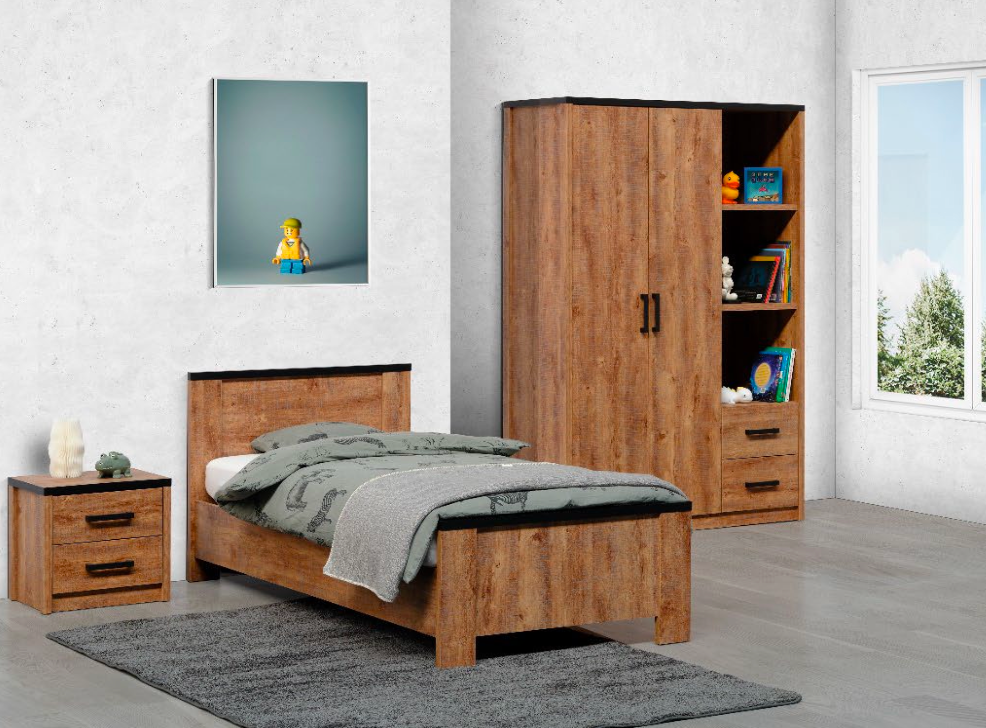 TYC - Chambre jeunesse Olympia - Ensemble 3 pièces - Chêne Gris