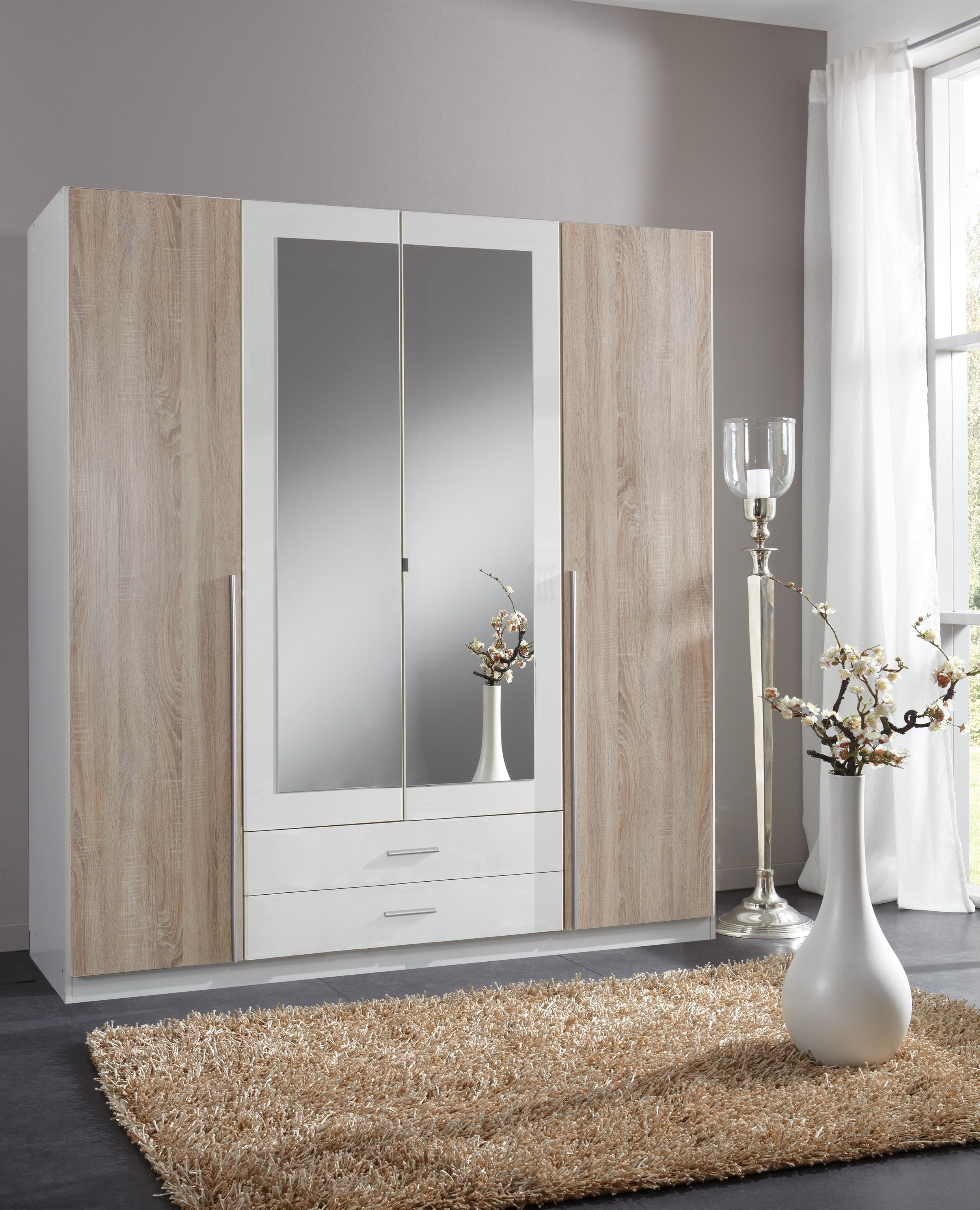 Wimex - Kleerkast Skate - 119453 - Wit/Ruwe Eik - 179x197x58cm