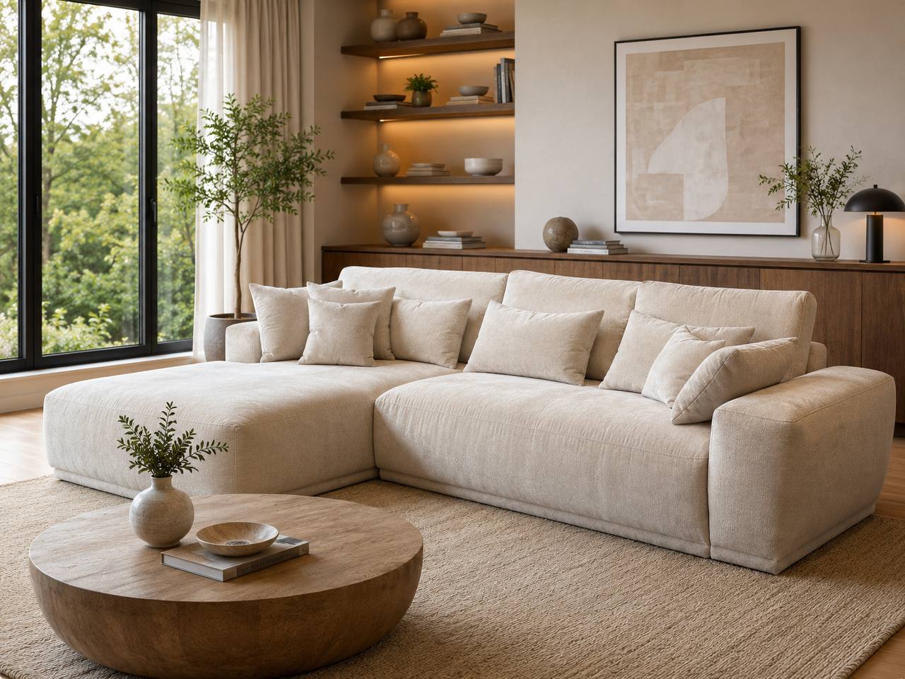 2BM - Hoeksalon Soffy - Stof - Beige - 310x190 cm