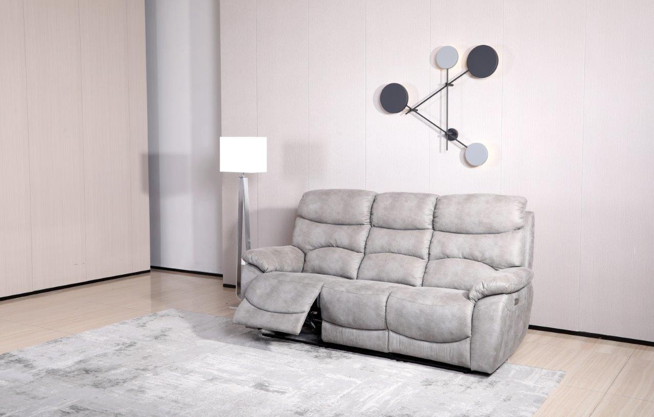 2BM – Salon 3+2 Stan – 2 Elektrische Relaxen – Afwasbare stof licht grijs