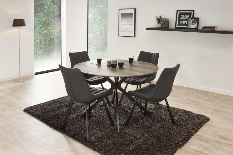 GBO - Table de salle à manger Joy - Ronde - Chêne Alaska - 120x76 cm