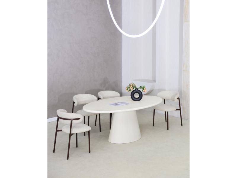 GBO – Table ovale Cementex – Couleur blanche – TF2402 – 200 x 110 x 74 cm