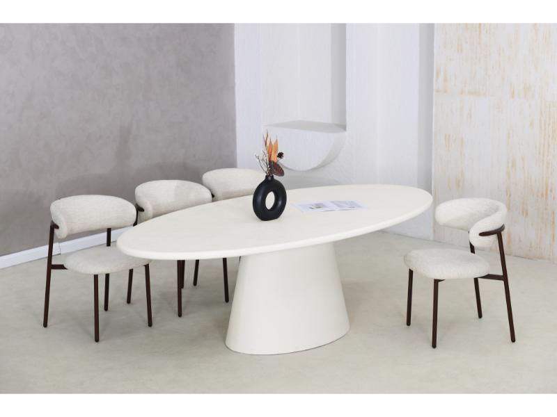 GBO – Table ovale Cementex – Couleur blanche – TF2402 - 240x110x74 cm