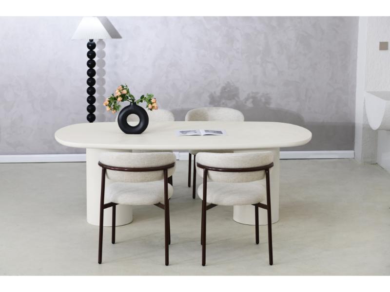 GBO – Table ovale danoise Cementex – Blanc – TF2404 – 210x120x74 cm