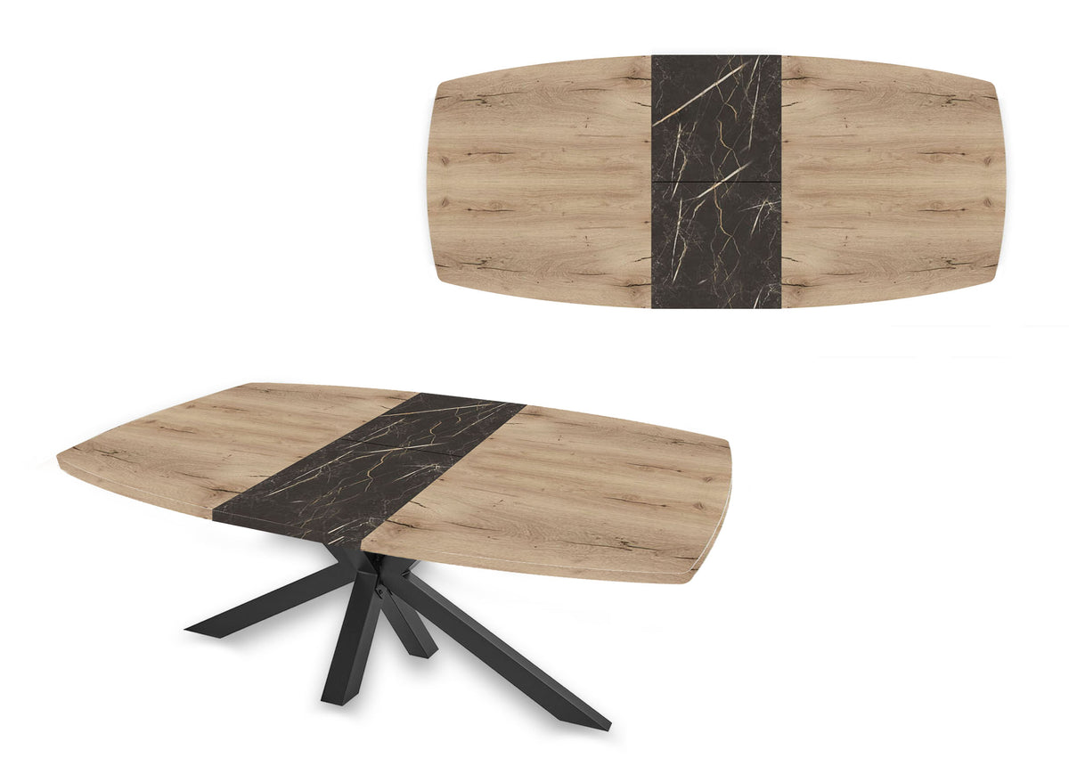 GBO - Table de salle à manger Valente - Ovale - Extensible - Pied Omega - 200 -> 250 x 100