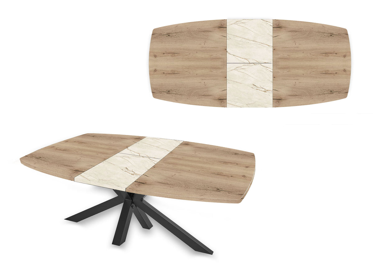 GBO - Eettafel Vincenzo - Ovaal Uittrekbaar - Omega-Poot - 200->240 x100cm