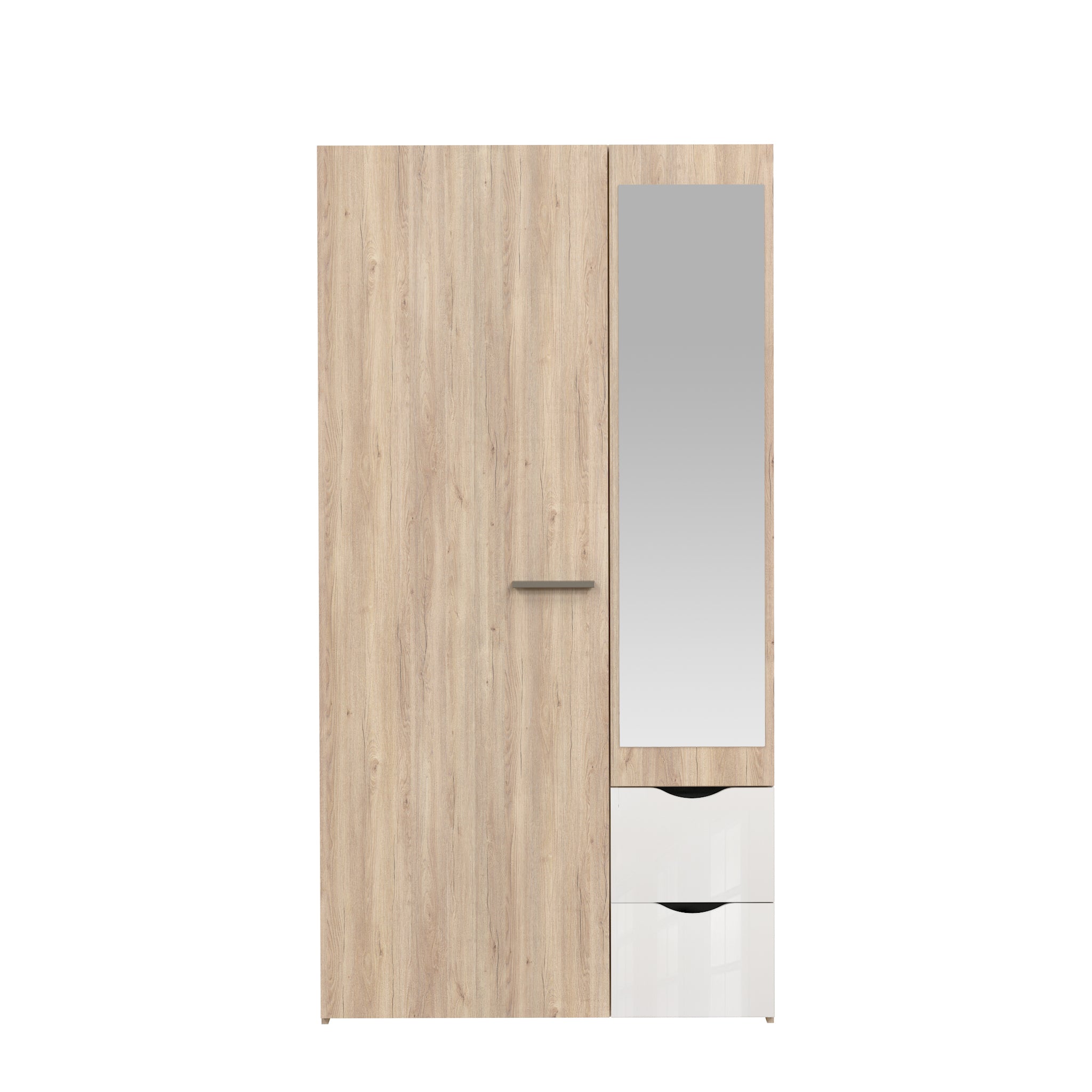 ASP - Kleerkast Tempo - Eiken decor met witte laden – 2 deuren & 2 lades – 100x195x55cm