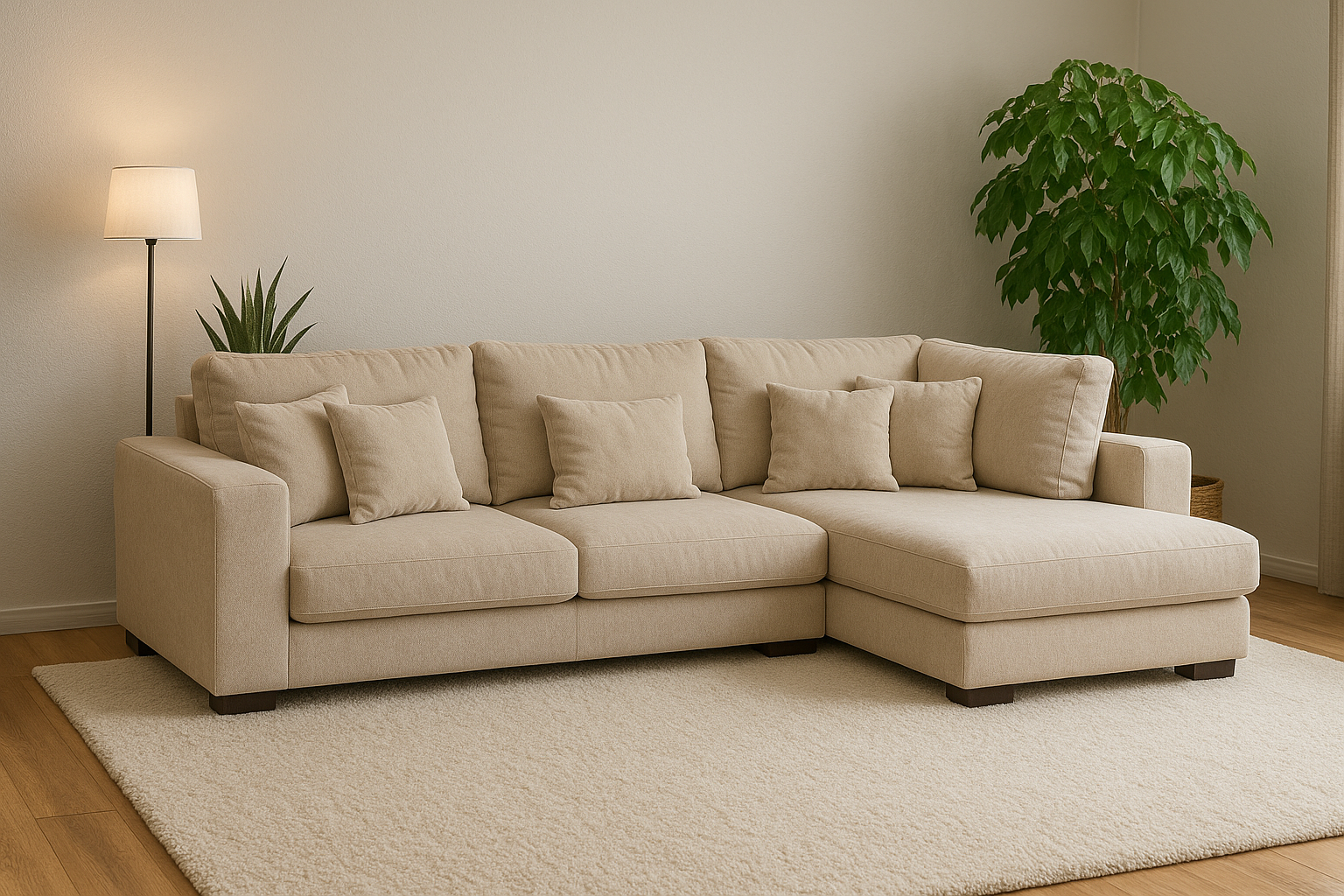 MLM - Canapé d'angle Tine L - Beige clair - Droite - 310 x 200 cm