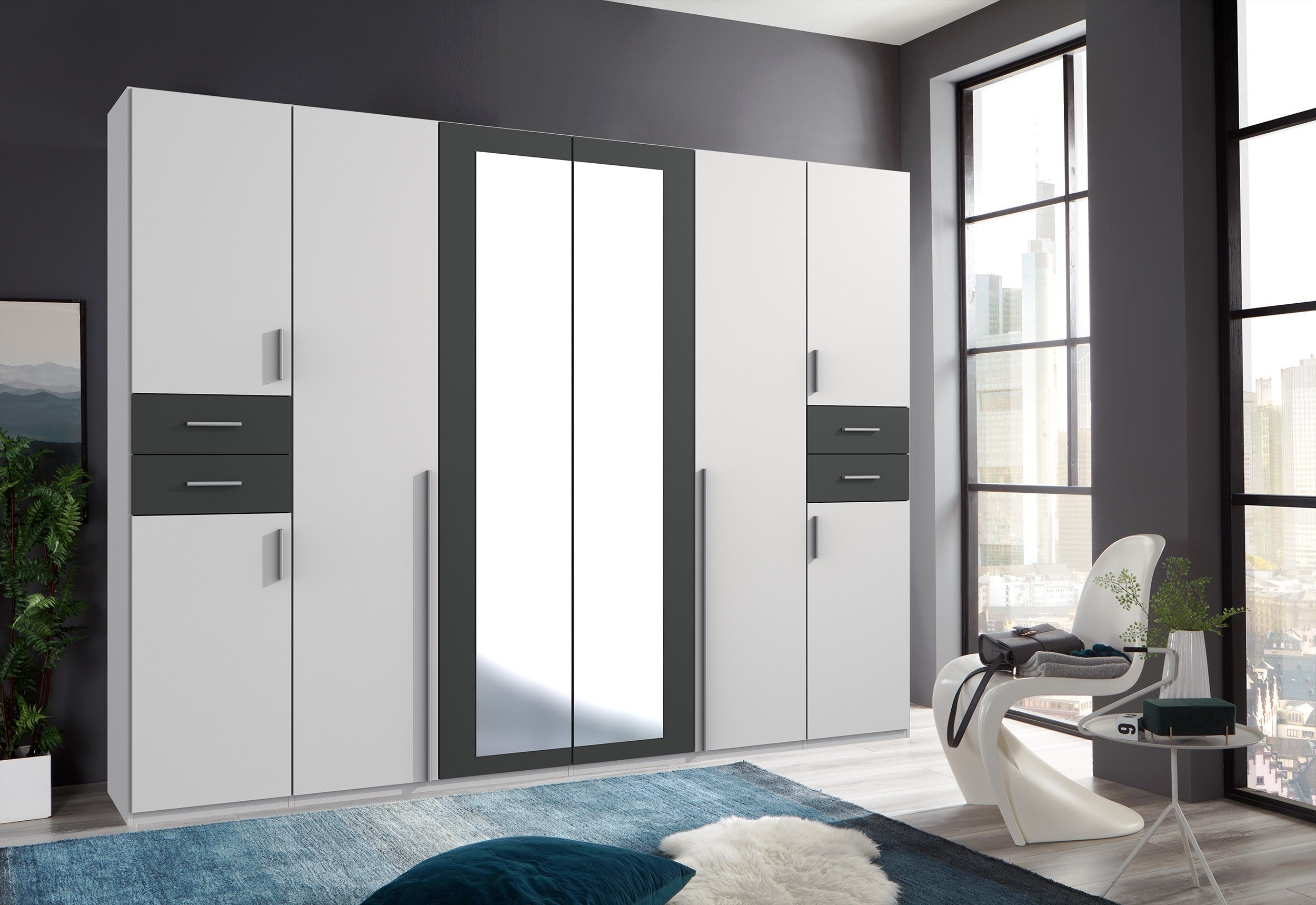 Wimex - Kleerkast Vegas - D03656 - Wit/Grafiet - 270x208x58cm
