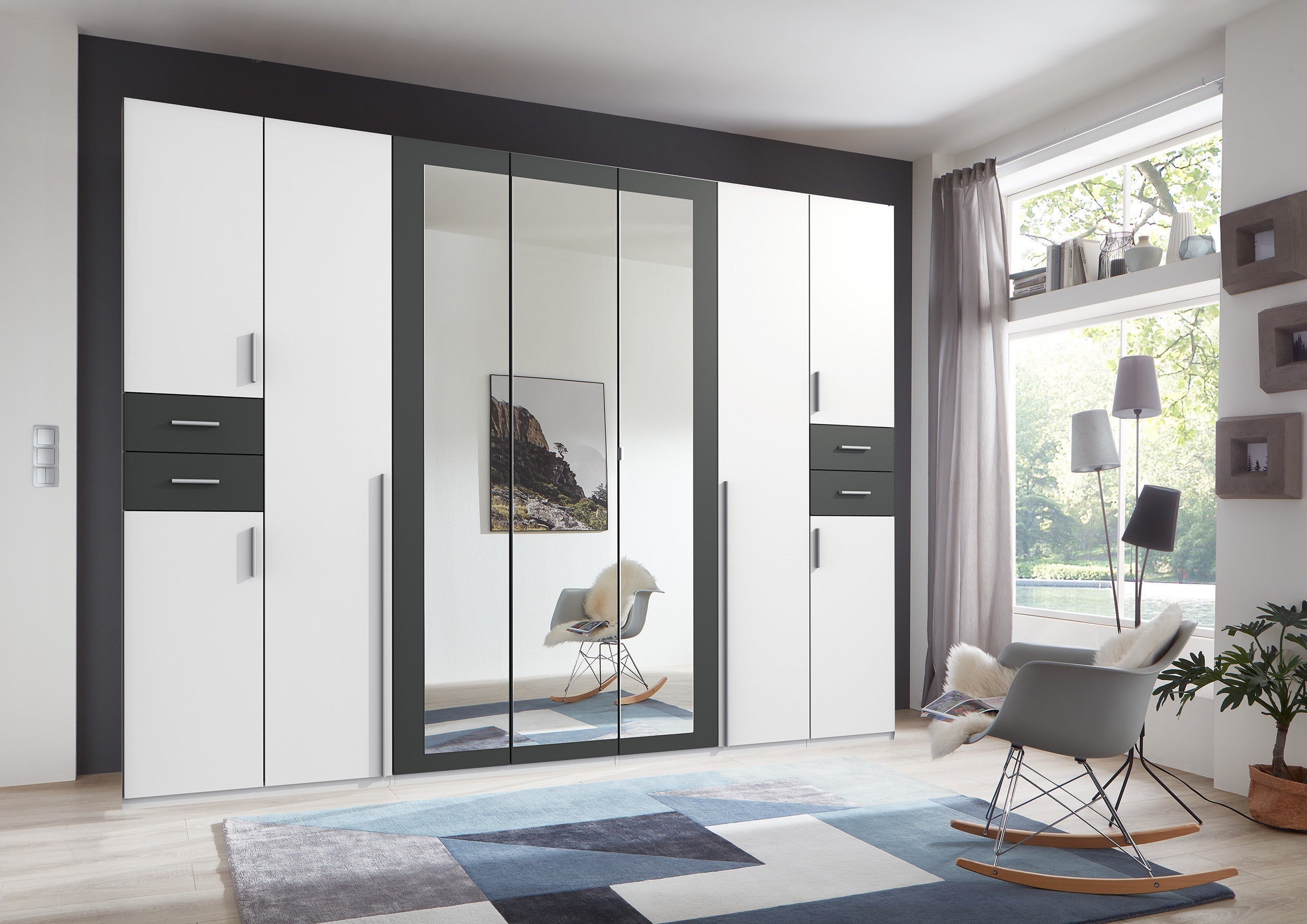Wimex - Kleerkast Vegas - D03658 - Wit/Grafiet - 313x208x58cm