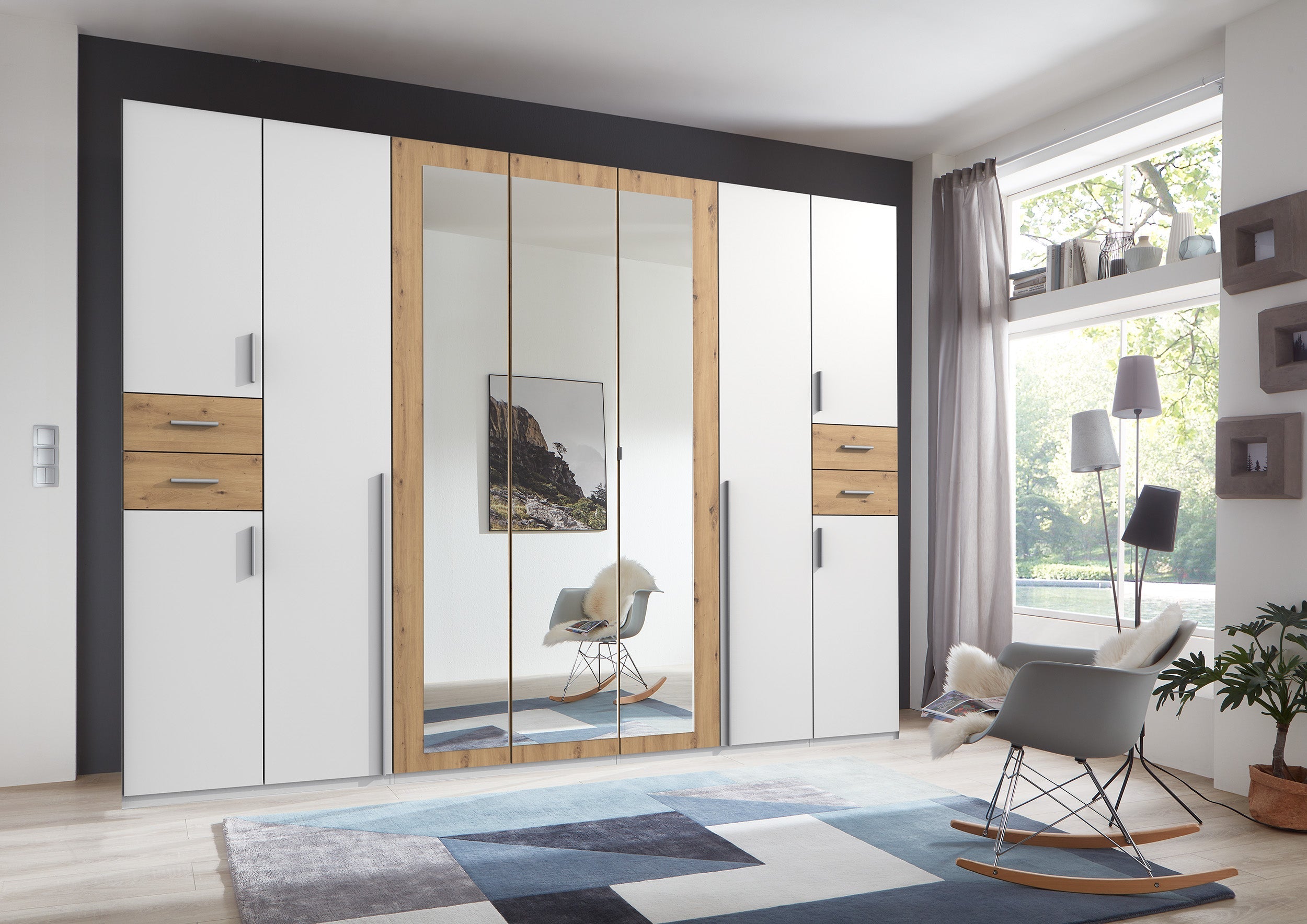 Wimex - Kleerkast Vegas - D11658 - Wit/Artisan Eik - 313x208x58cm