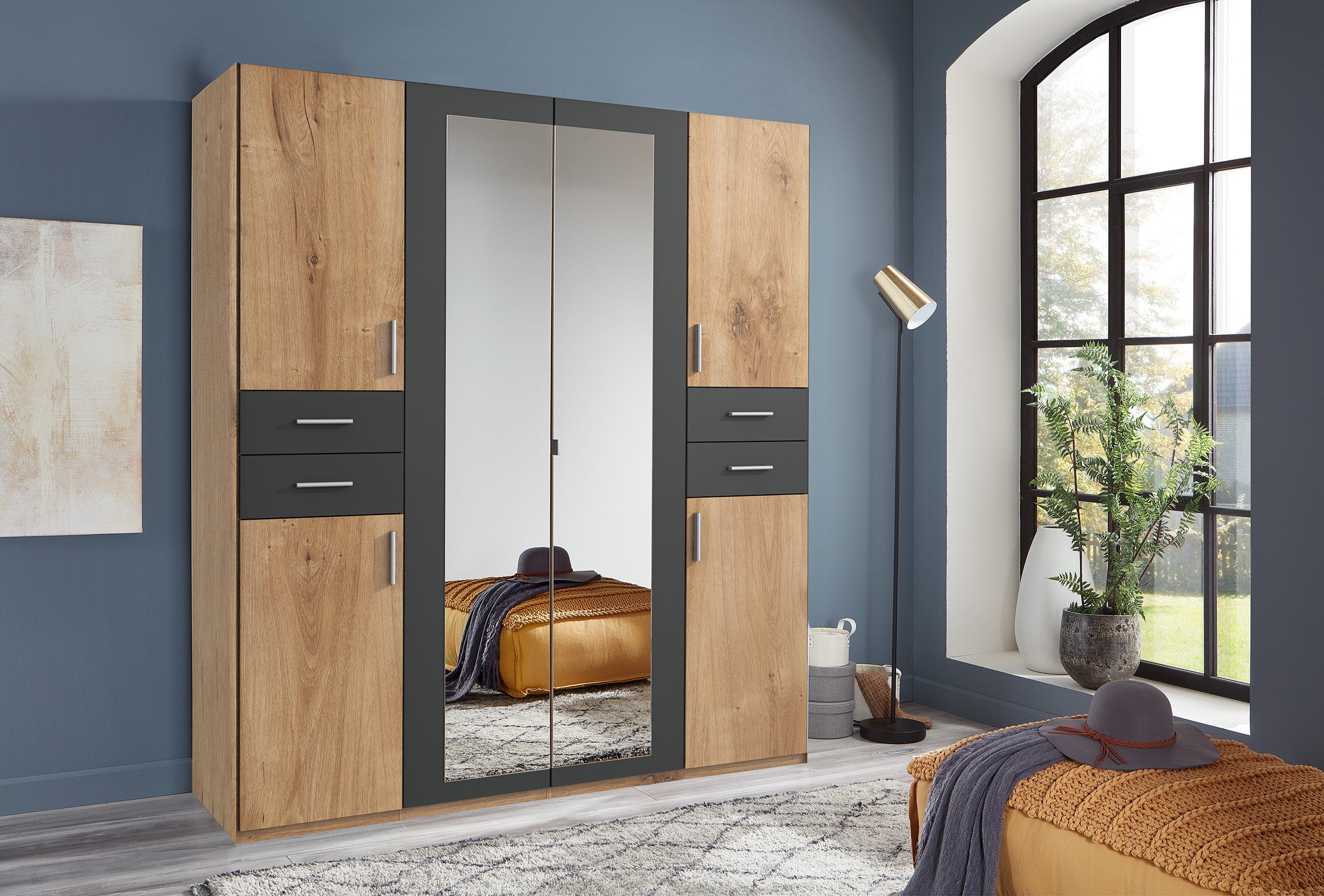 Wimex - Kleerkast Vegas - D12654 - Planken Eik/Grafiet - 180x208x58cm