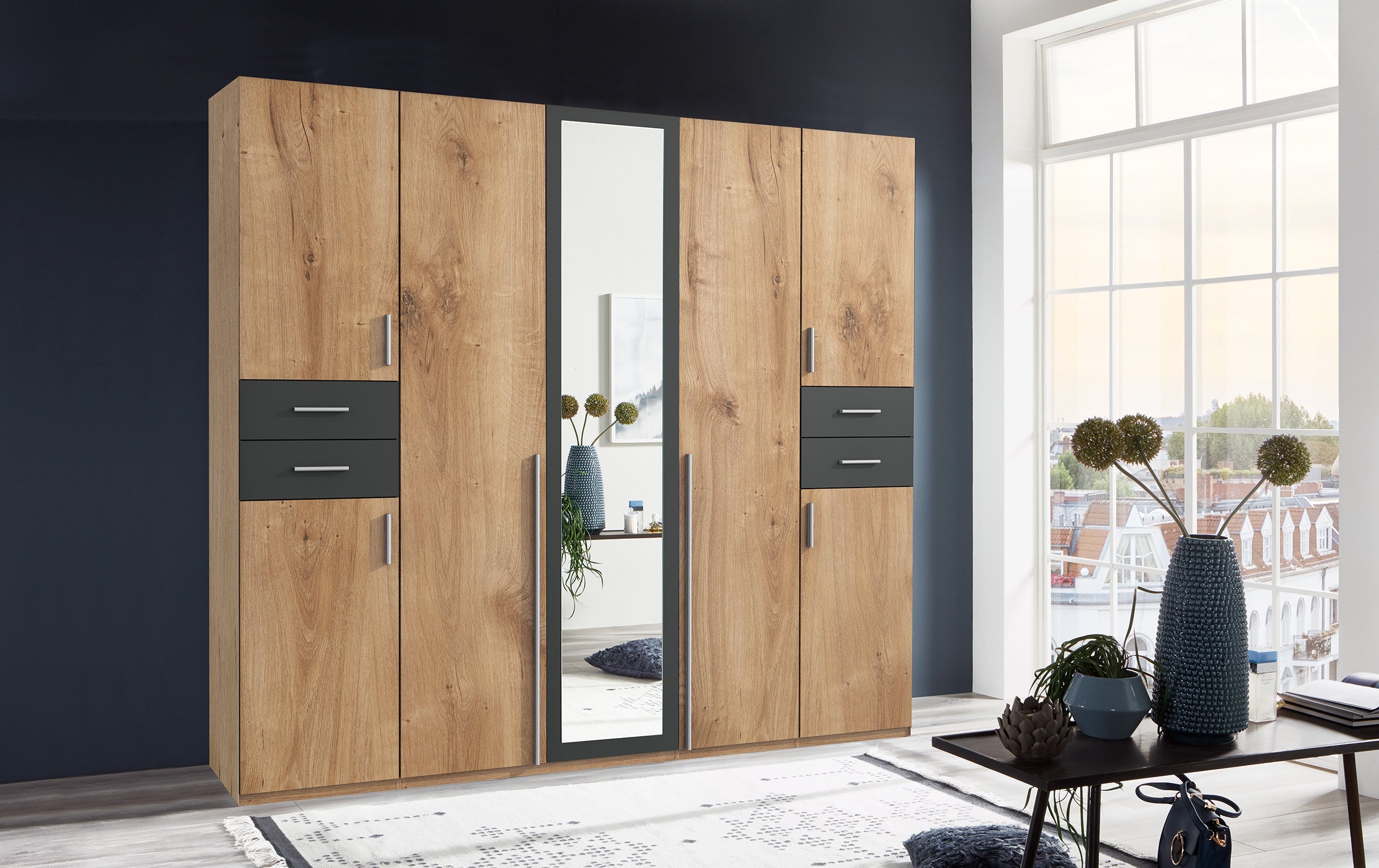 Wimex - Kleerkast Vegas - D12655 - Planken Eik/Grafiet - 225x208x58cm