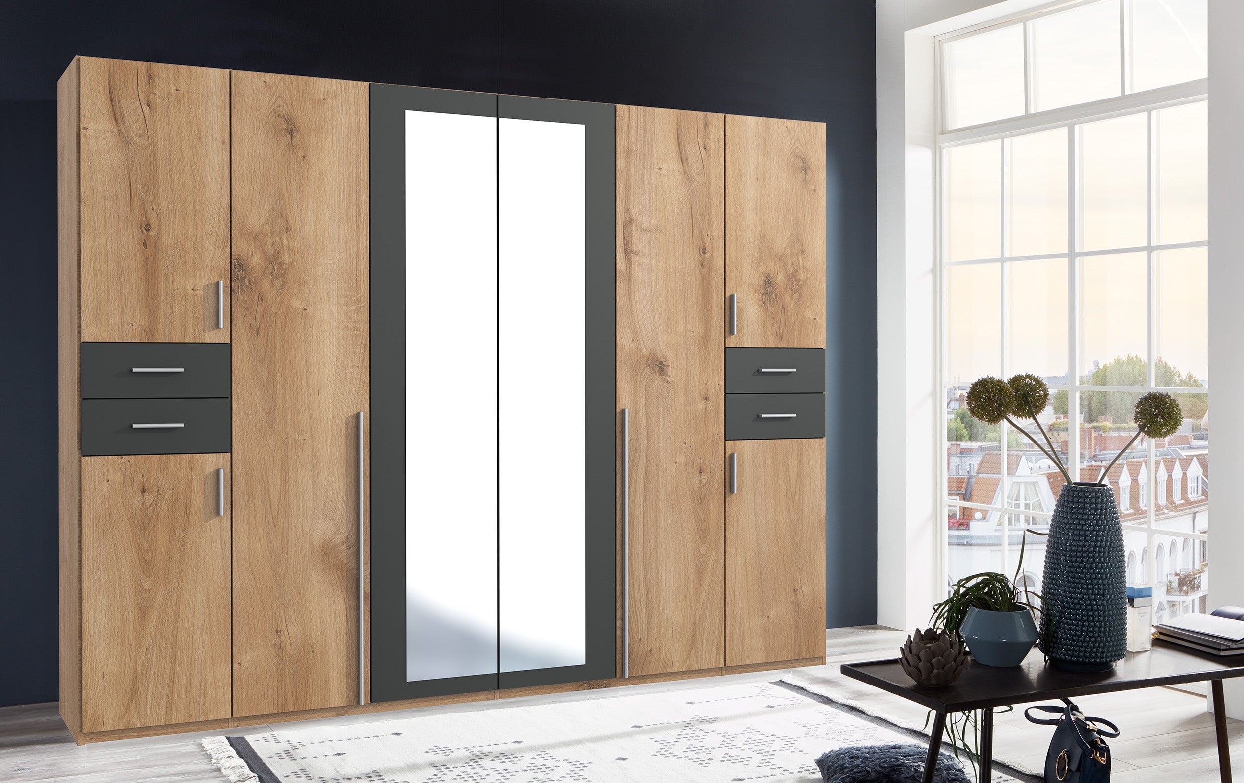 Wimex - Kleerkast Vegas - D12656 - Planken Eik/Grafiet - 270x208x58cm