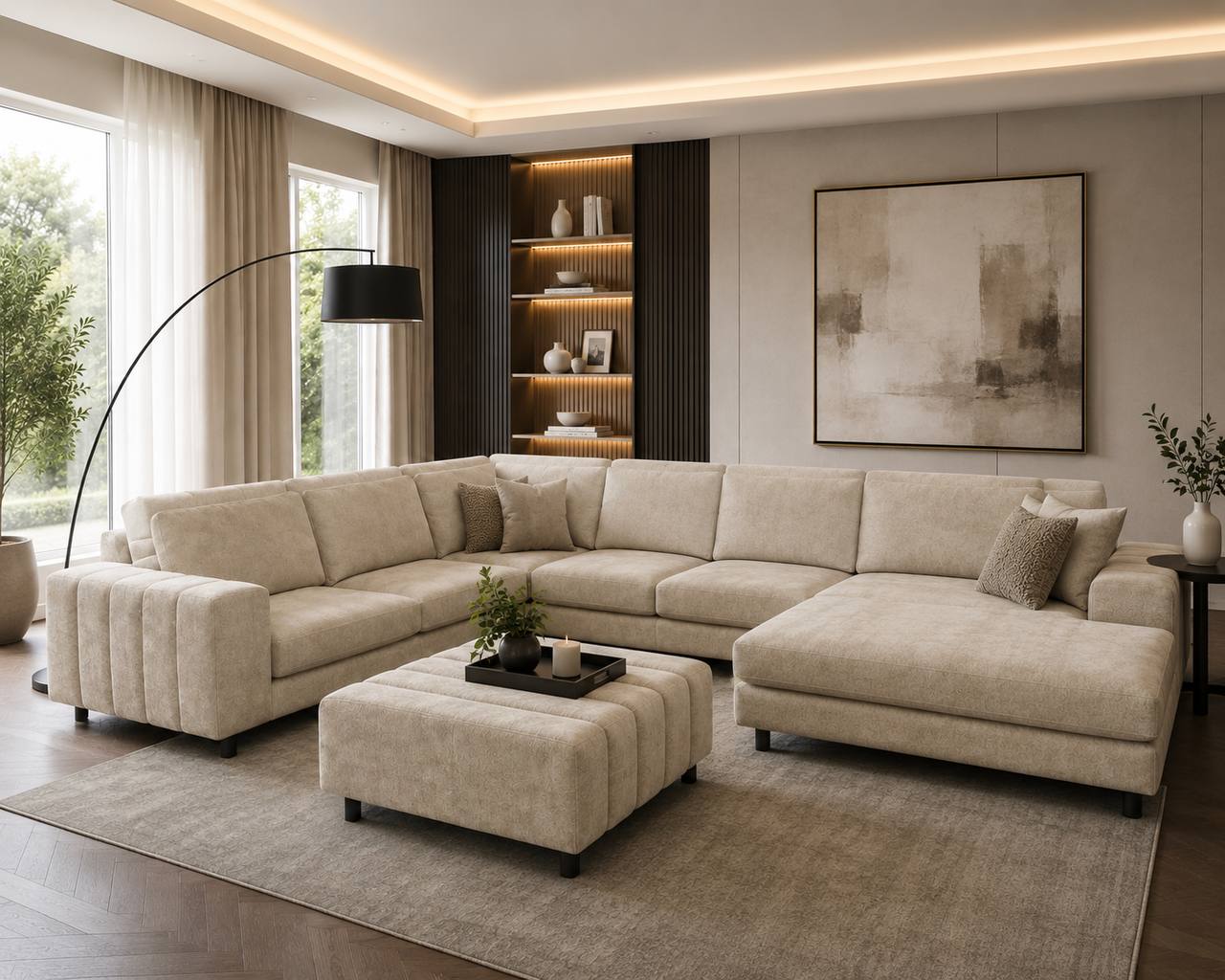 2BM - Hoeksalon Vigo - Stof - Ecru - B392x410x185 D 105x H83 cm