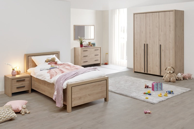 GBO - Slaapkamer set Viola 2 – Kast 3 deuren + Bed 90 cm + Nachttafel