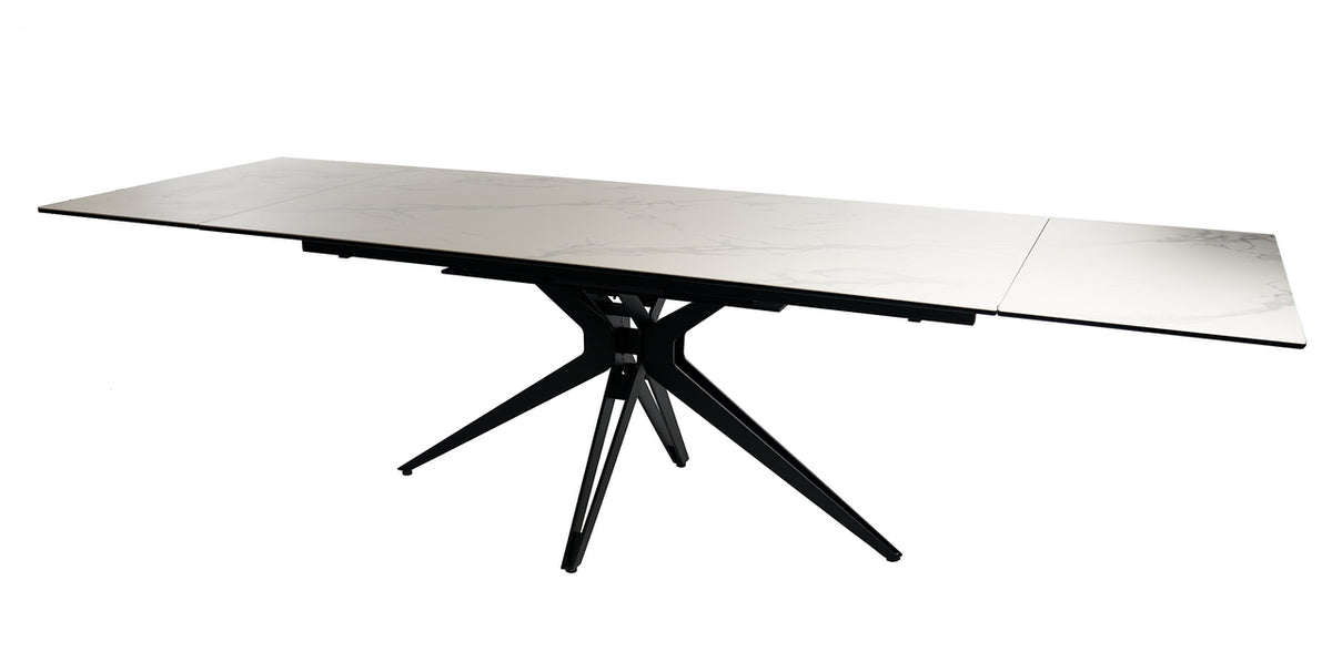 Meubar - Keramische Tafel Wing 1- Wit - 180(+2x50) x 76 x 98 cm