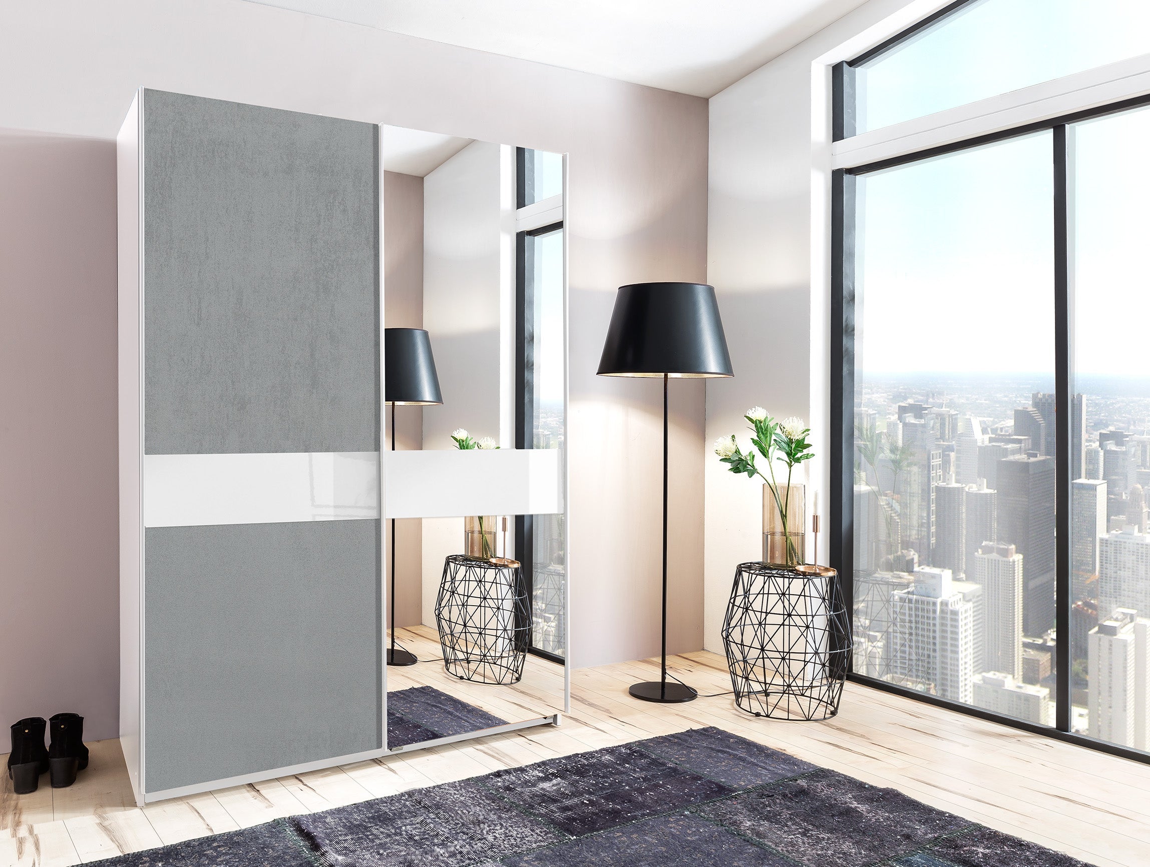 Wimex - Kleerkast Weimar - X51770 - Wit/Beton - 135x198x65cm