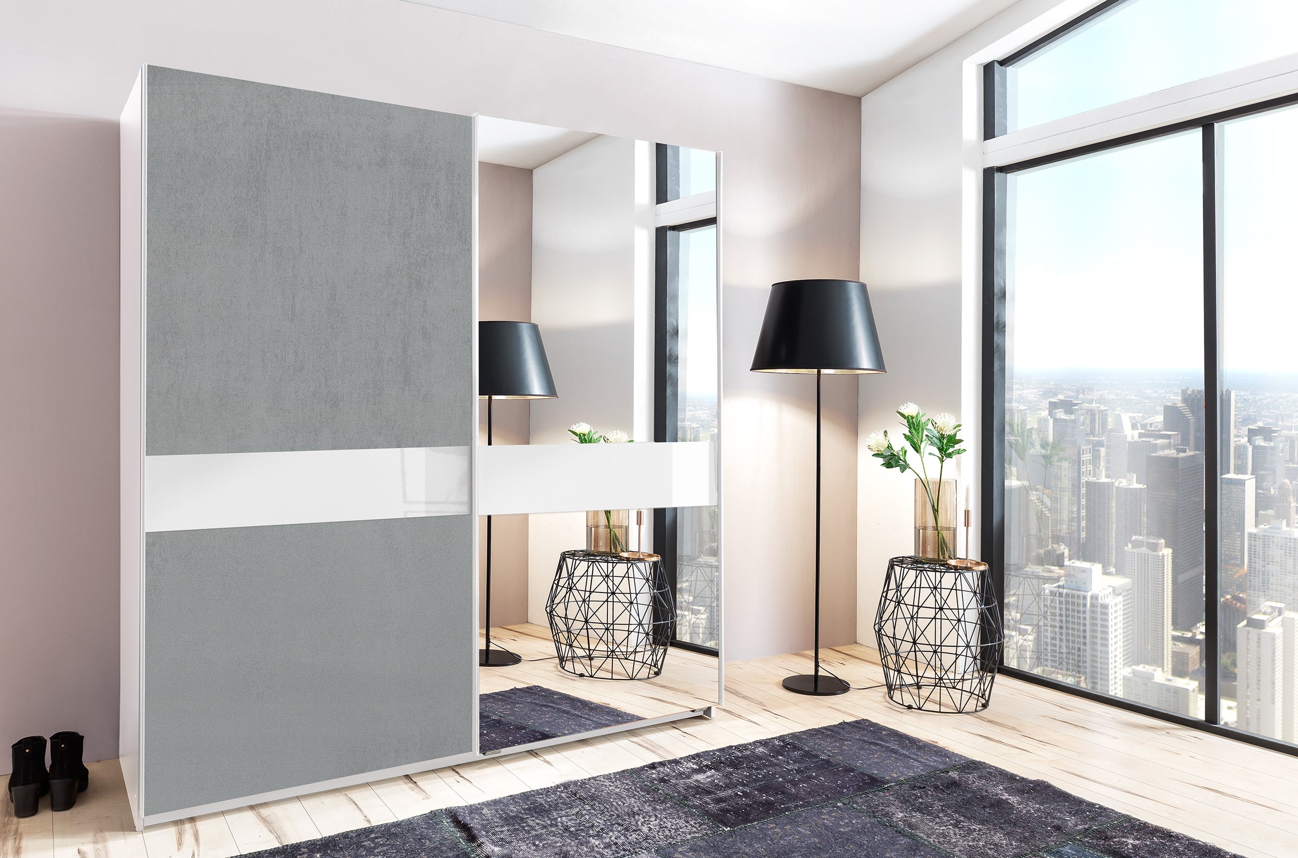Wimex - Kleerkast Weimar - X51771 - Wit/Beton - 180x198x65cm