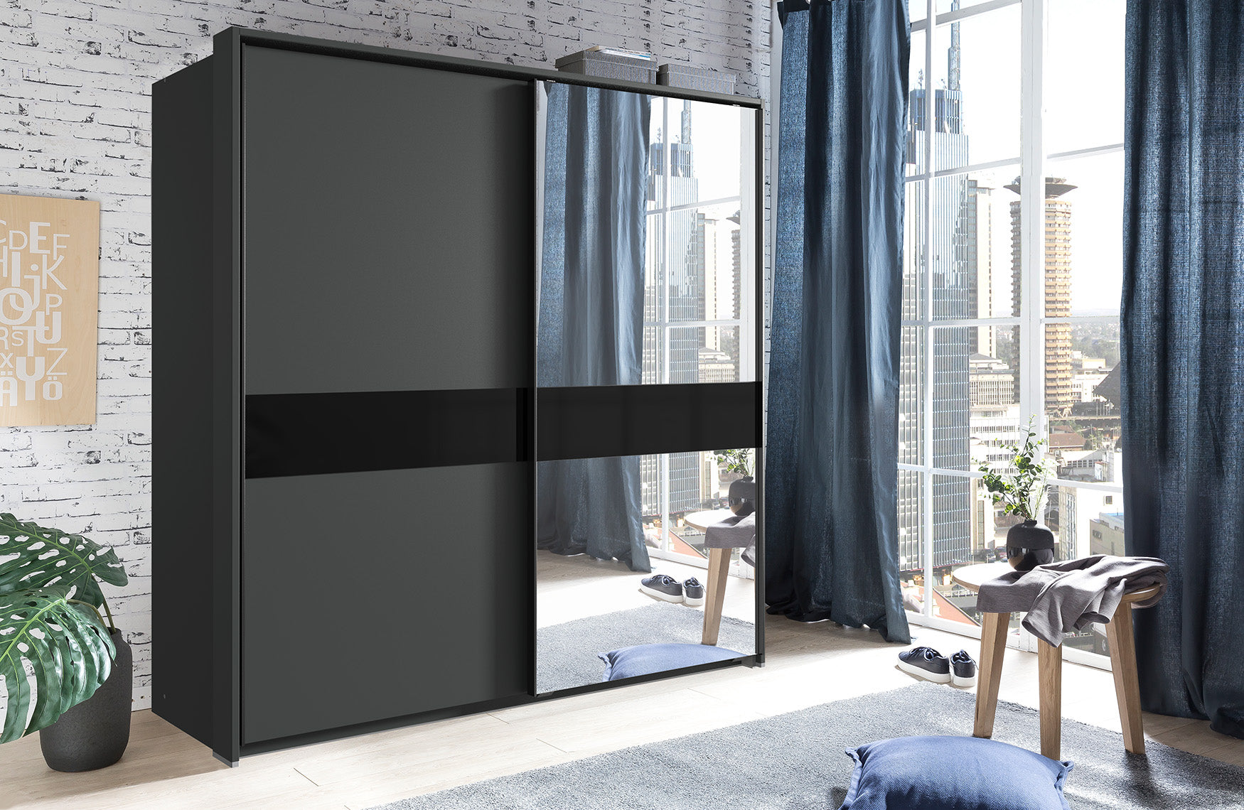 Wimex - Kleerkast Weimar - X58771 - Grafiet - 180x198x65cm