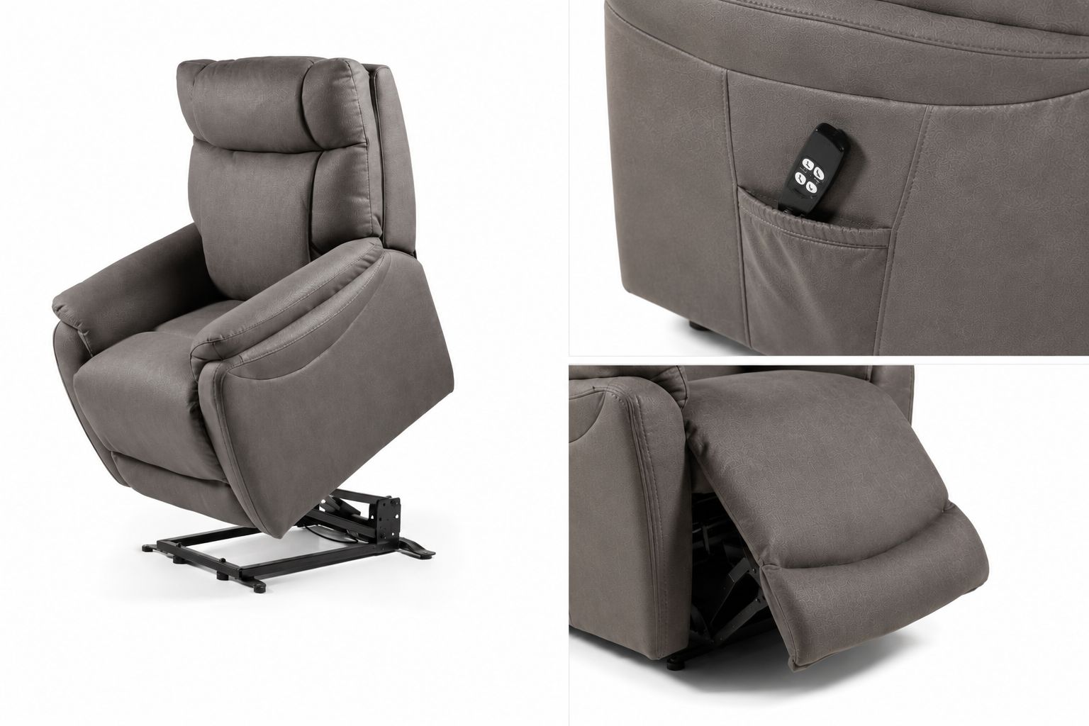 DEZ - Relax Ralph - Microfibre anthracite - 2 moteurs 78x95x110 cm