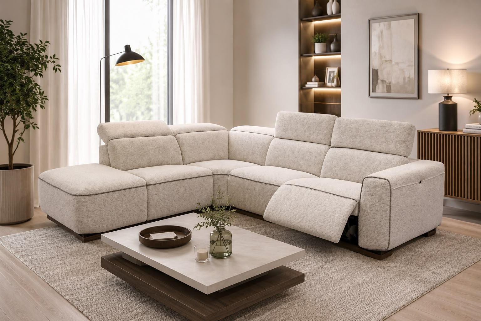 2BM - Hoeksalon Anastasia – 1 elektrische relax - 300x258 cm