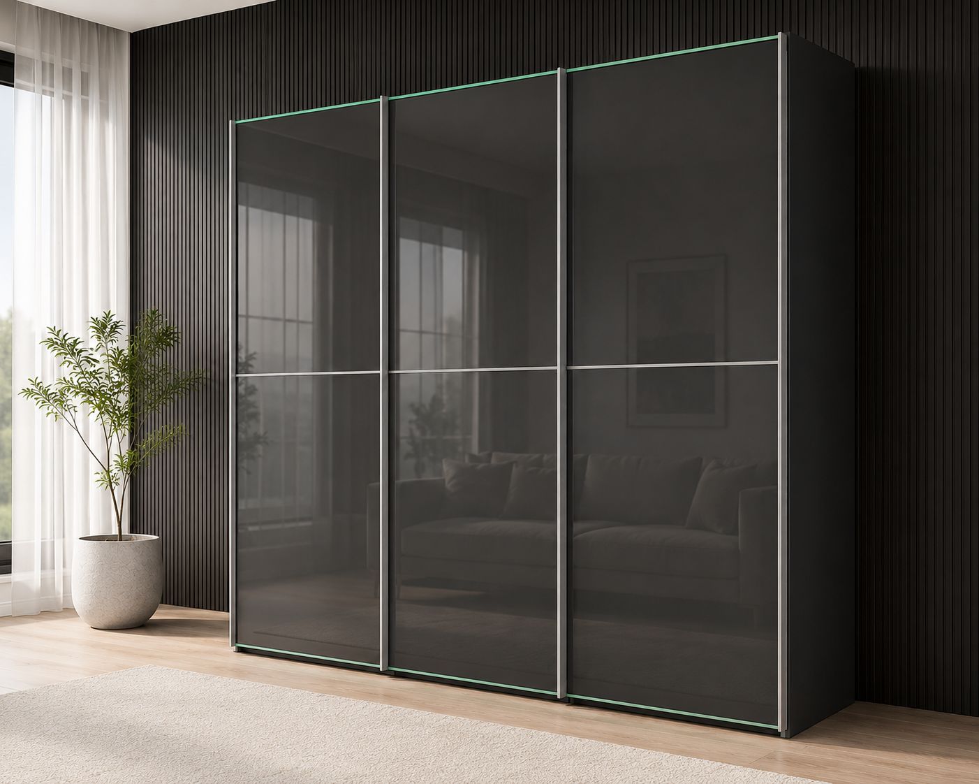 2BM - Sinfonie Plus Kleerkast - Glas antraciet deuren - 280xh238x68cm