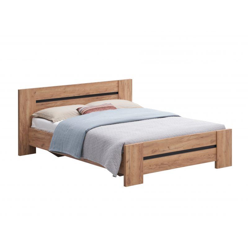 Tweepersoonsbed Odessa - Donkere Eik/Zwart - 160x80x200cm