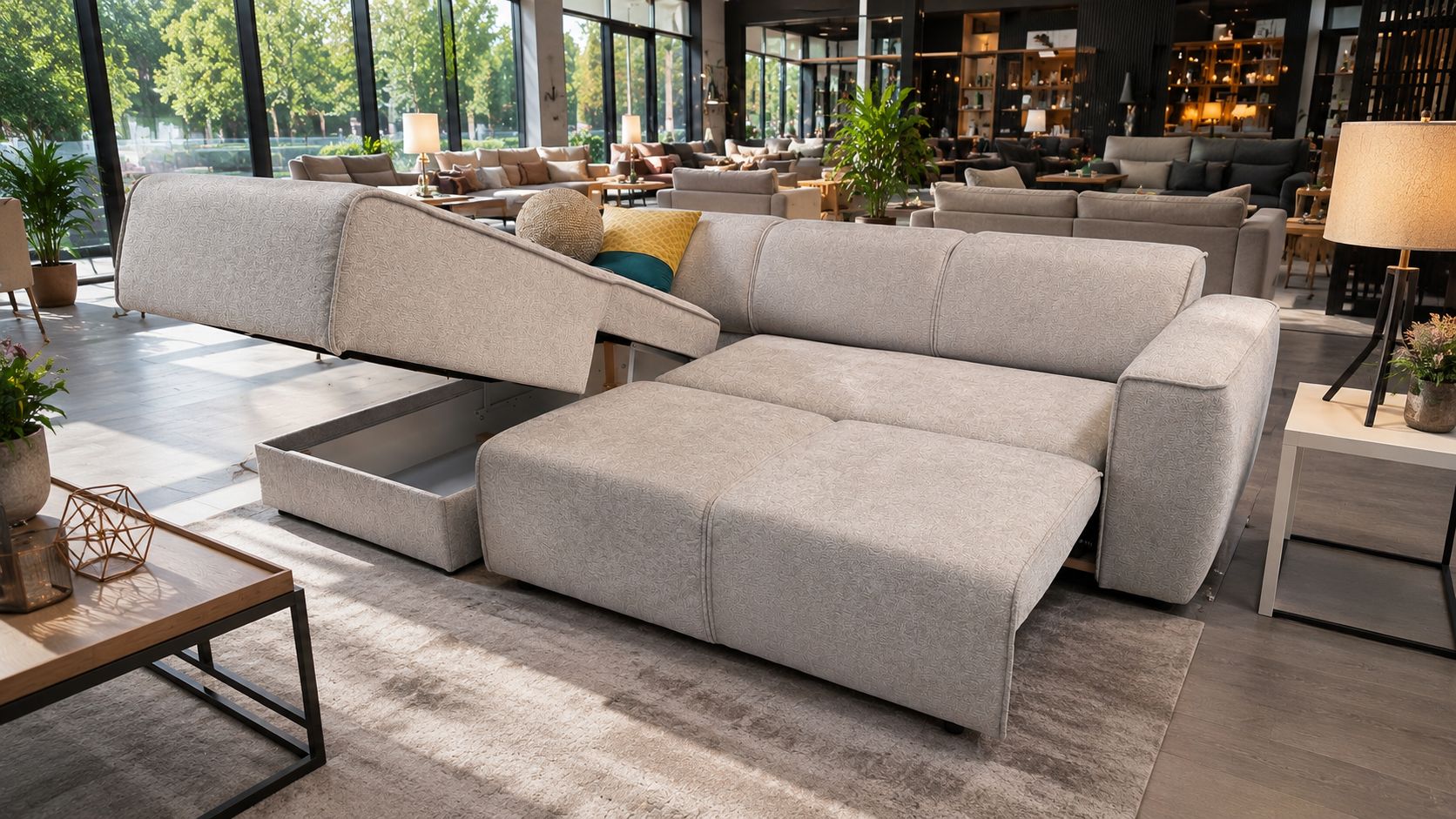 2BM - Canapé d'angle Billund L - gauche - Fonction lit - Rangement - 190 x 280 cm
