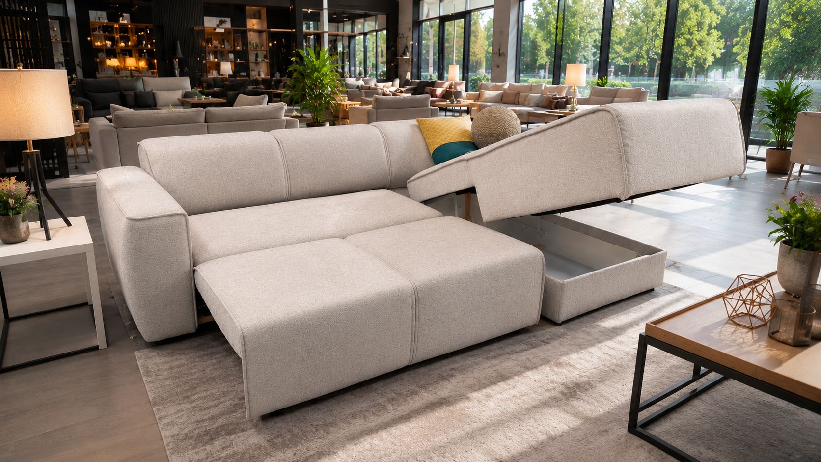 2BM - Canapé d'angle Billund L - Fonction lit - Rangement - Droite - 280 x 190 cm