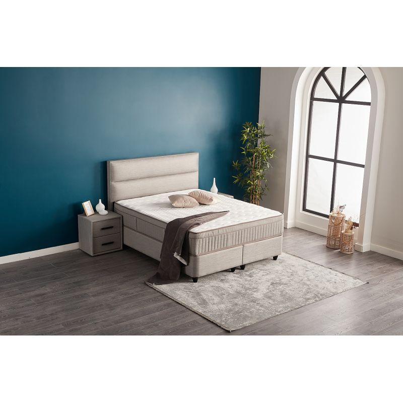 2BM - Boxspring Suna - Stof - Beige - 180x130x200cm