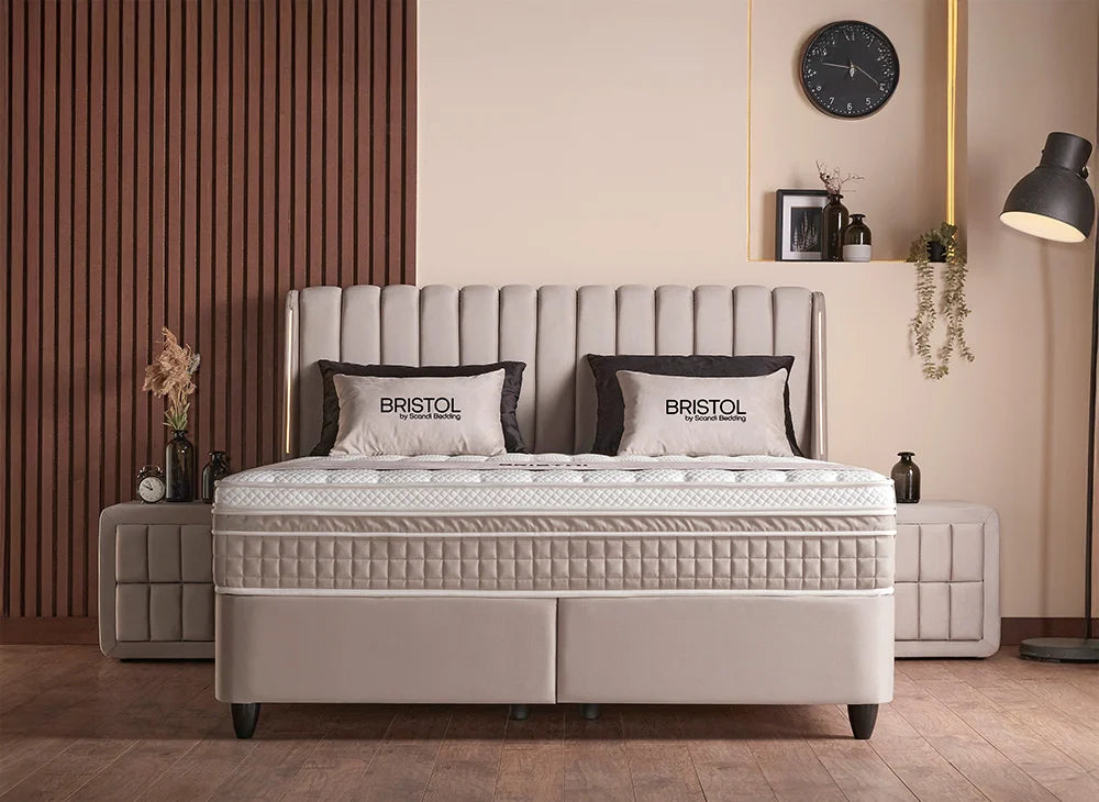 BSP - Boxspring Bristol - Stof - Lichtgrijs - 160x200 cm