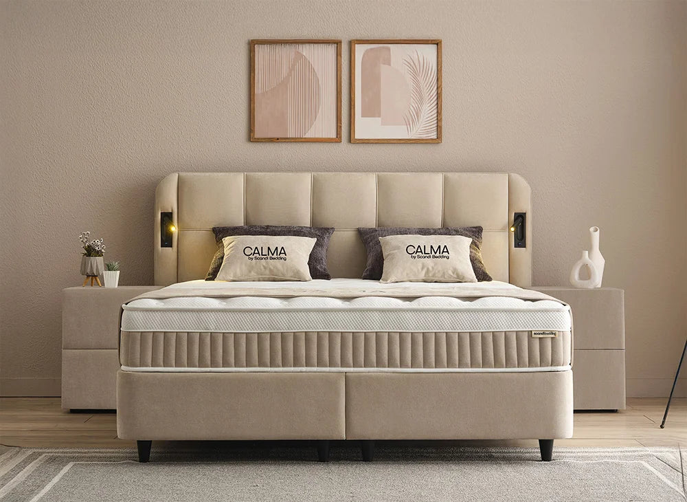 BSP - Boxspring Calma- Stof -  Beige - 160x200 cm