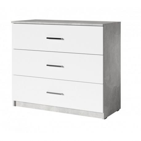 MLM - Commode Dakota - Wit/Beton -  3 laden - 104x82x42cm