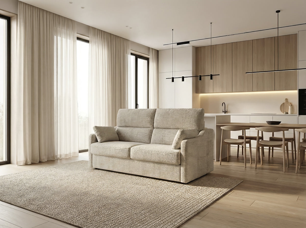 Altoni - Zetelbed Gladiator - Leder beige - Bed 140x200cm - 182xh107x54cm
