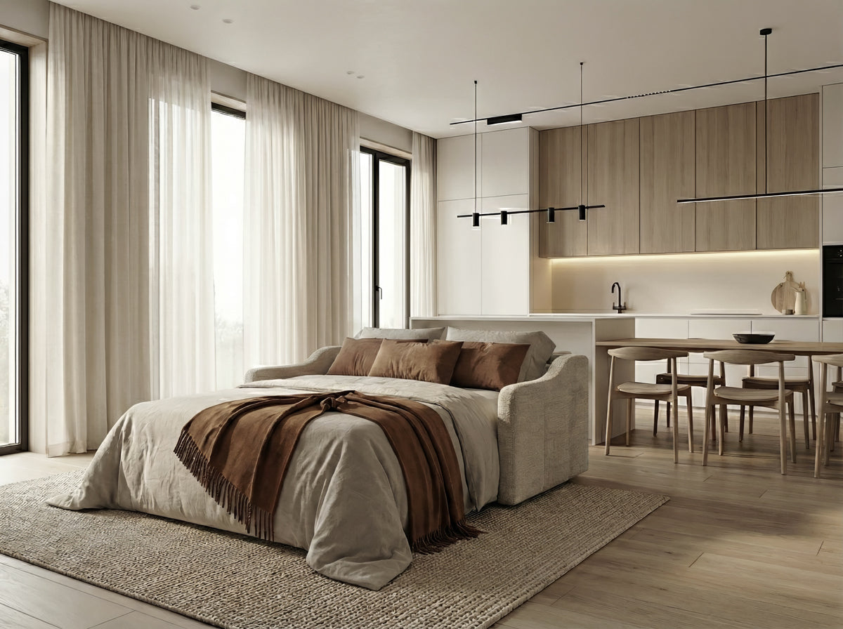 Altoni - Zetelbed Gladiator - Leder beige - Bed 140x200cm - 182xh107x54cm