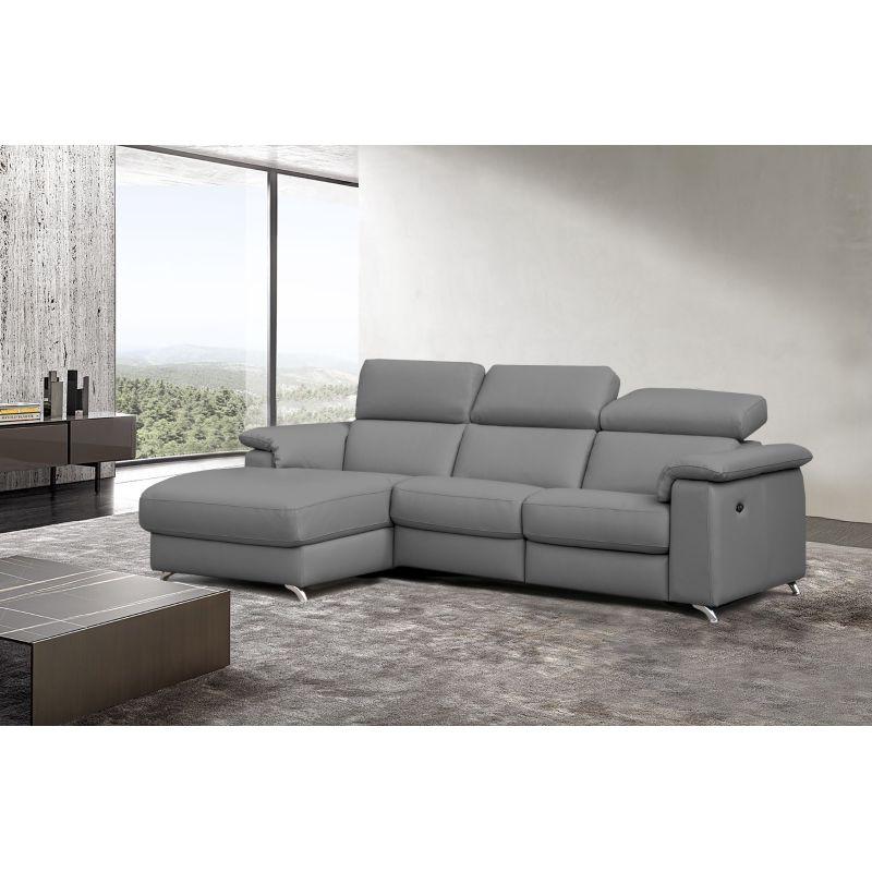 Altoni - Hoeksalon Pandora - Links - Leder - Grijs - 172x85x260cm