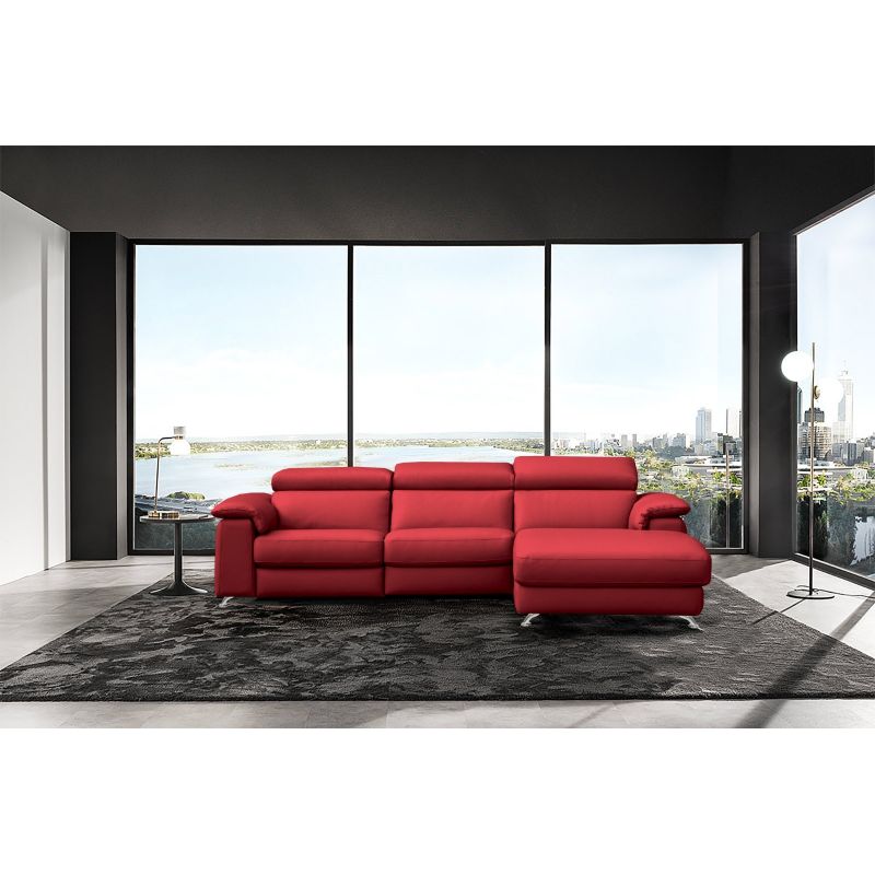 Altoni - Hoeksalon Pandora - Rechts - Leder - Rood - 260x85x172cm