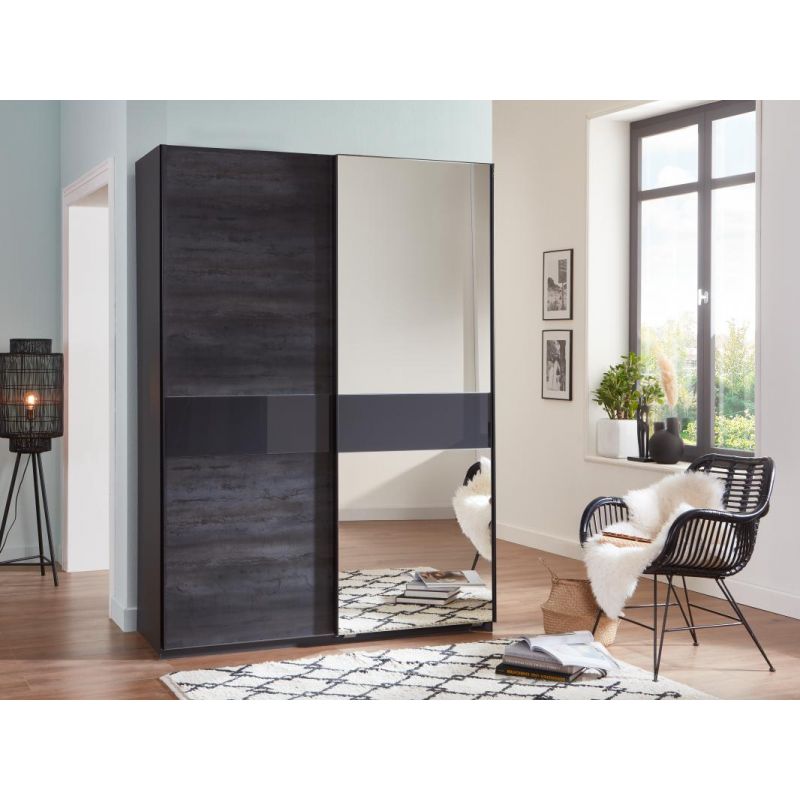Wimex - Kleerkast Erfurt - 2 schuifdeuren - Donkere eik - 180x198x64cm