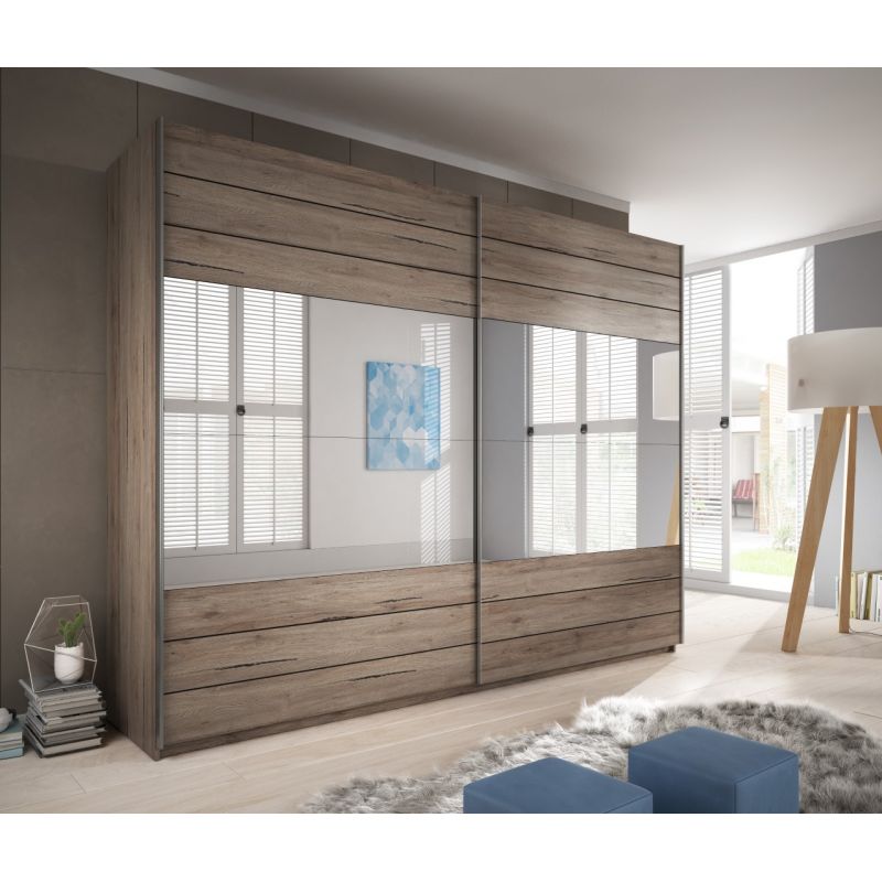 Kleerkast Galaxy - Schuifdeuren - Donkere Eik - 270x210x61cm