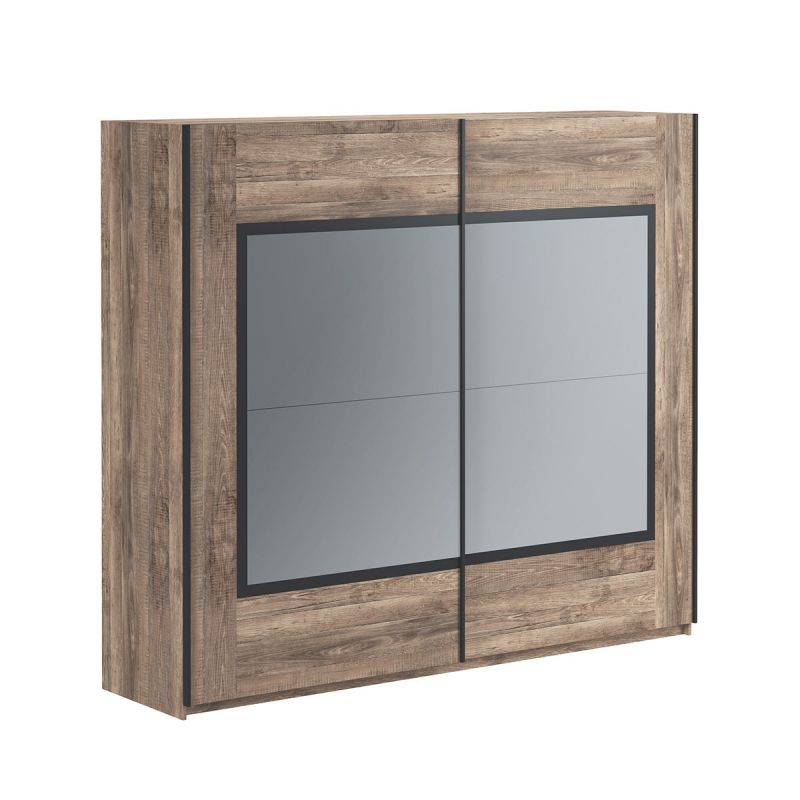 JAD - Armoire Véronique - 2 portes coulissantes - Chêne Foncé - 250x215x60cm