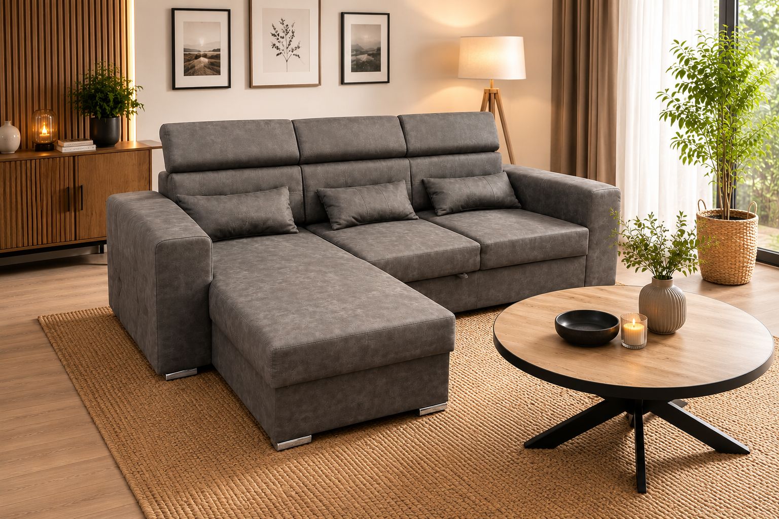 2BM - Hoeksalon Maggio - Links - Stof - Donkergrijs - 172x96x248cm