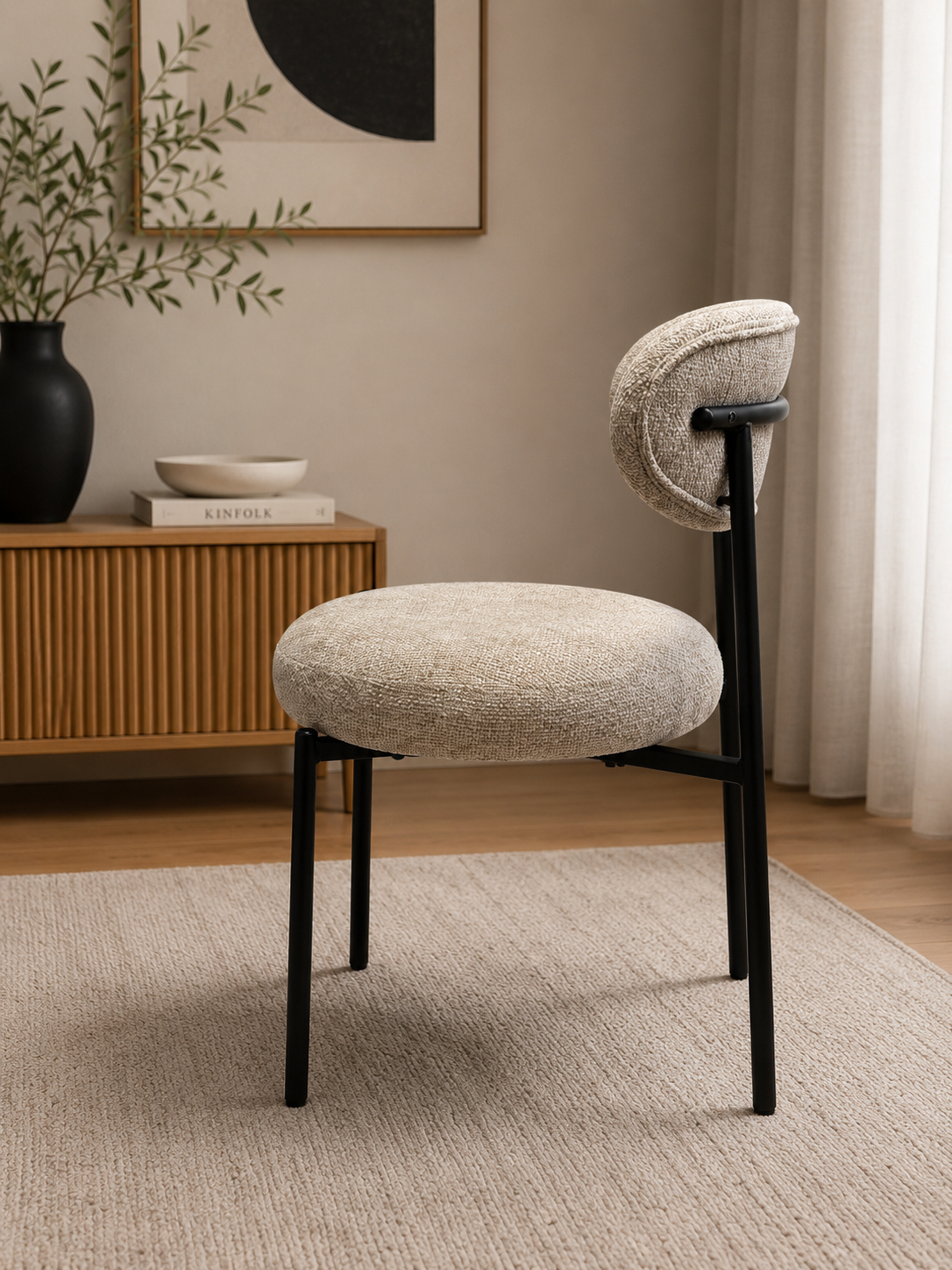 2BM - Chaise Malaga - Tissu Taupe - 53x80x57 cm