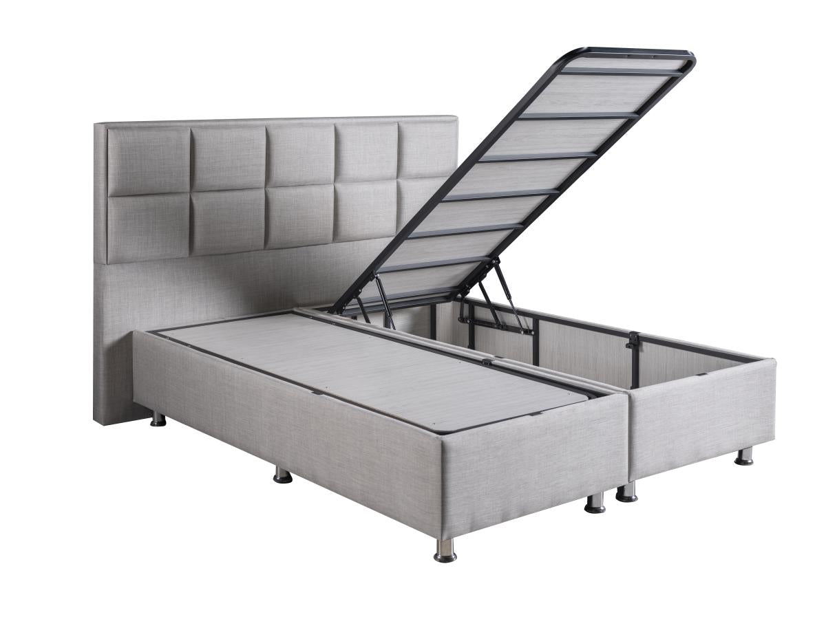 2BM - Sommier Barcelona - Gris - Espace de rangement - 160 x 200 cm