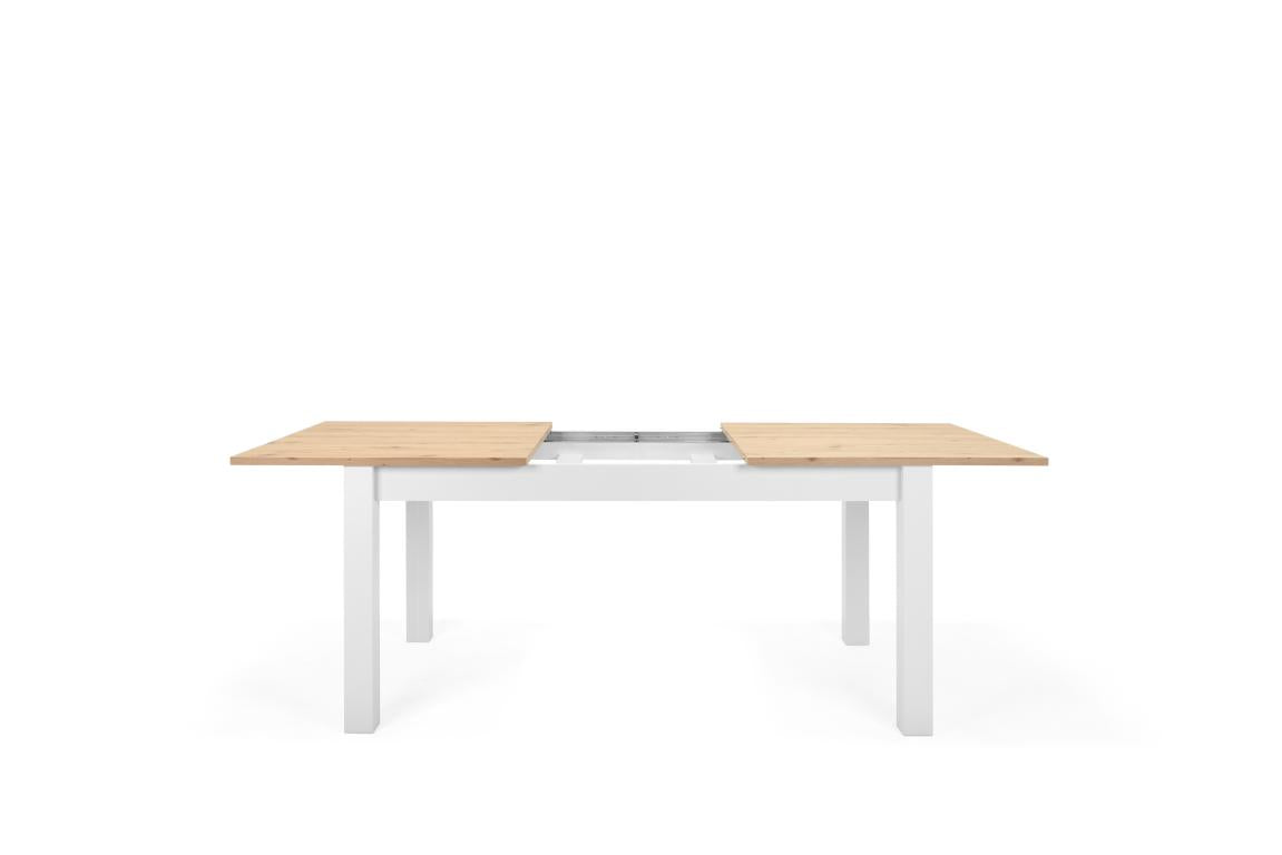 FIN - Verlengbare tafel Bergen 50 – eik – witten décor  - 160(215)x75x90cm