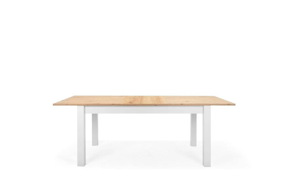 FIN - Verlengbare tafel Bergen 50 – eik – witten décor  - 160(215)x75x90cm