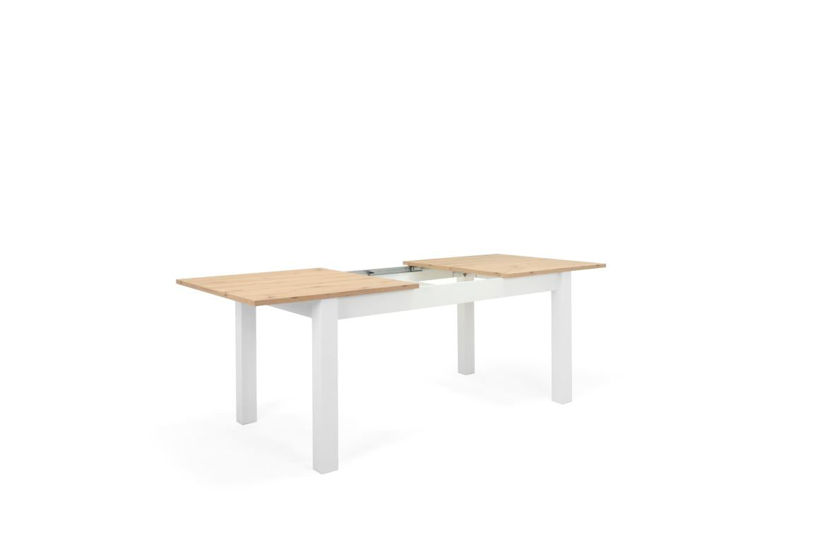 FIN - Verlengbare tafel Bergen 50 – eik – witten décor  - 160(215)x75x90cm
