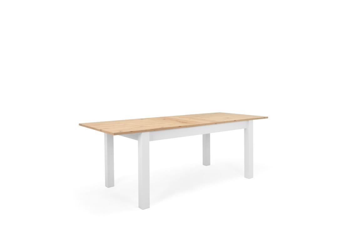 FIN - Verlengbare tafel Bergen 50 – eik – witten décor  - 160(215)x75x90cm