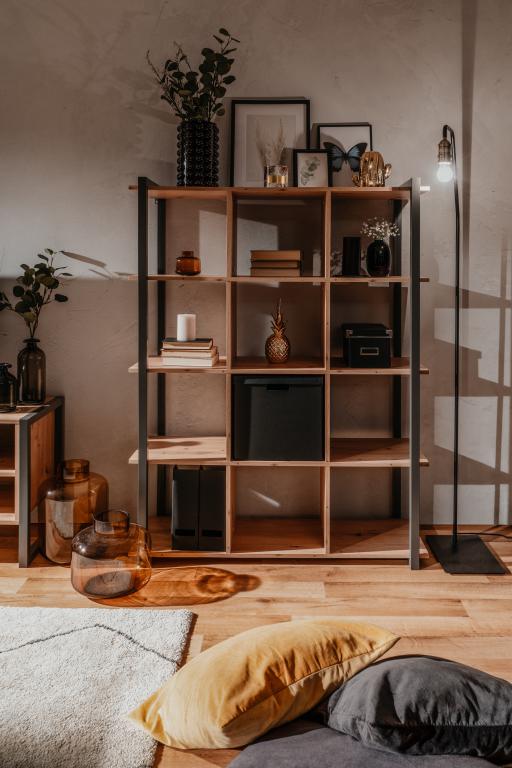 FIN - Bibliotheek Denver 31 - artisanal eik / anthracite - 107xh145x39cm